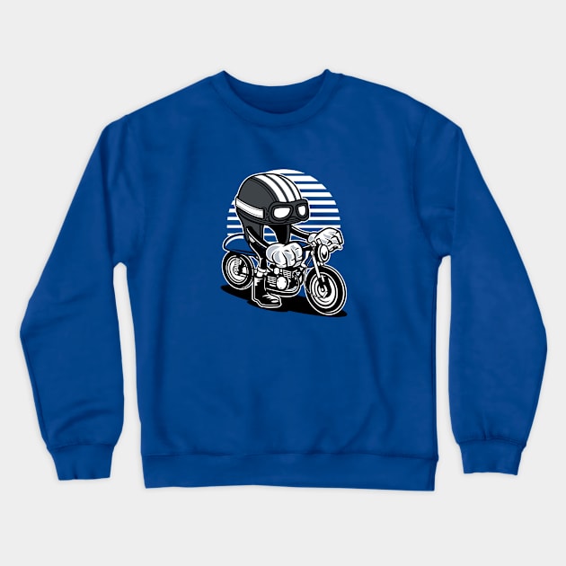 Cafe Racer Helmet Rider - Crazy Cartoon Crewneck Sweatshirt by GetTheCar